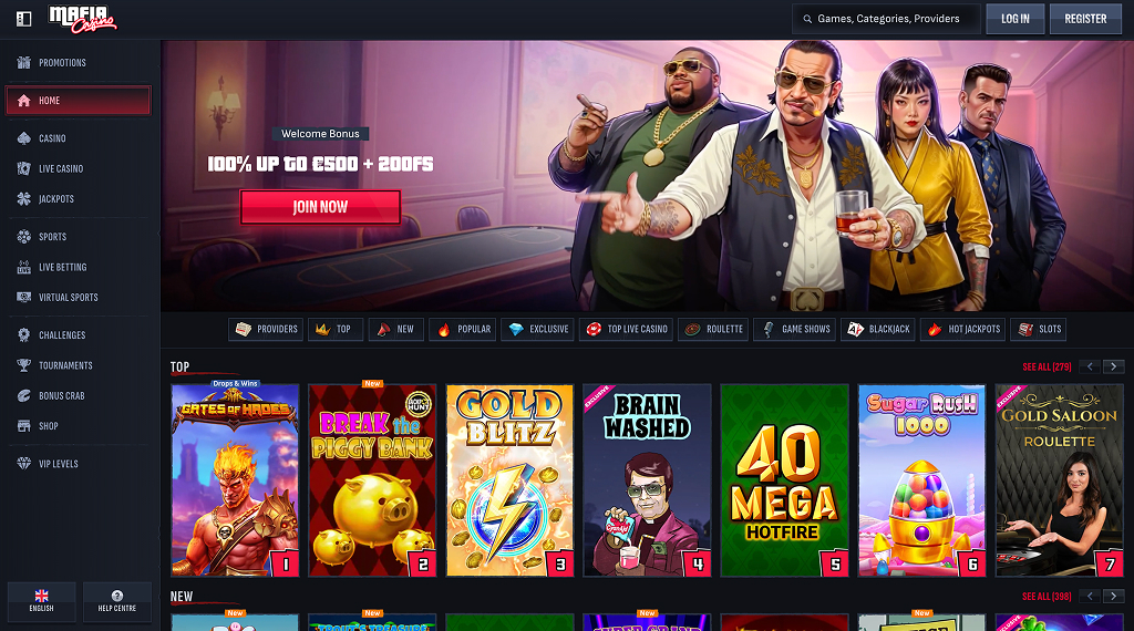 Mafiacasino Lobby Übersicht